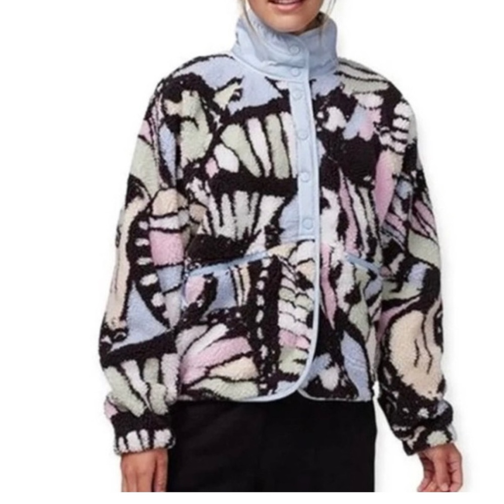 Free People Rocky Ridge Butterfly Print Sherpa Jacket Size XS - Picture 10 of 10
